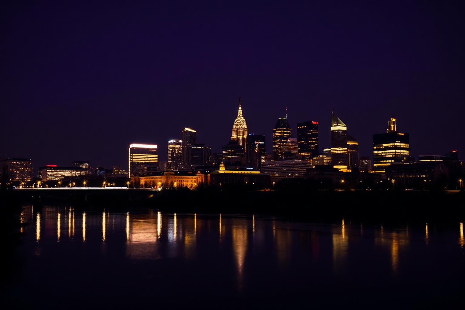 Downtown Columbus, Ohio skyline at night